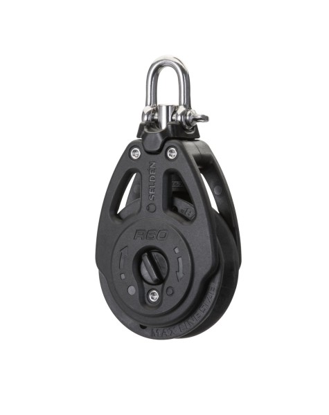 Seldén Single Disc Ball Bearing Ratchet Block Manual R60 With Swivel Shackle