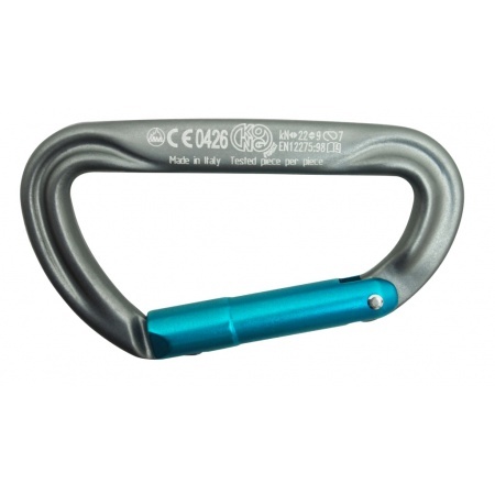 Kong Aluminum Carabiner Hook ARGON K Asymmetric GRAY/CYAN