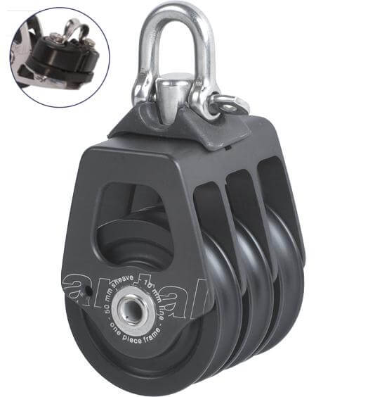 Antal OPF Triple Block Ø50 with Cam Cleat and Shackle