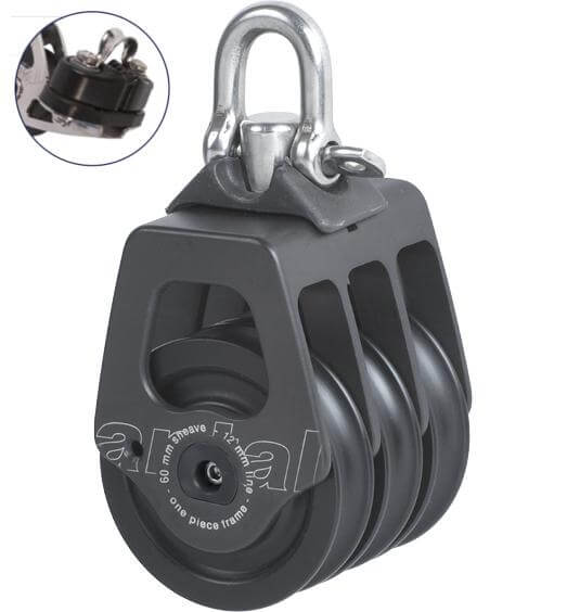 Antal OPF Triple Block Ø60 with Cam Cleat and Shackle