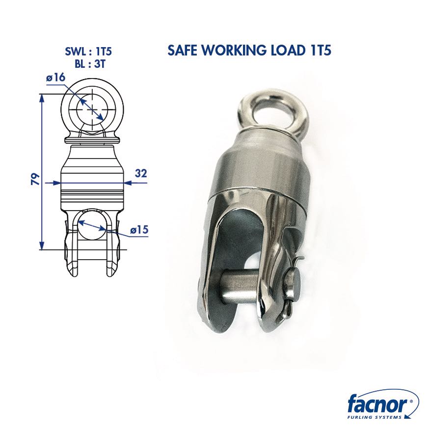 Facnor Anti-Twist Halyard Swivel - 1.5T