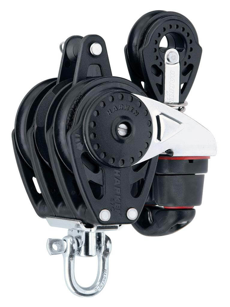 Harken 57mm Triple Carbo Ratchamatic w/Cam, Bkt & 40mm Block