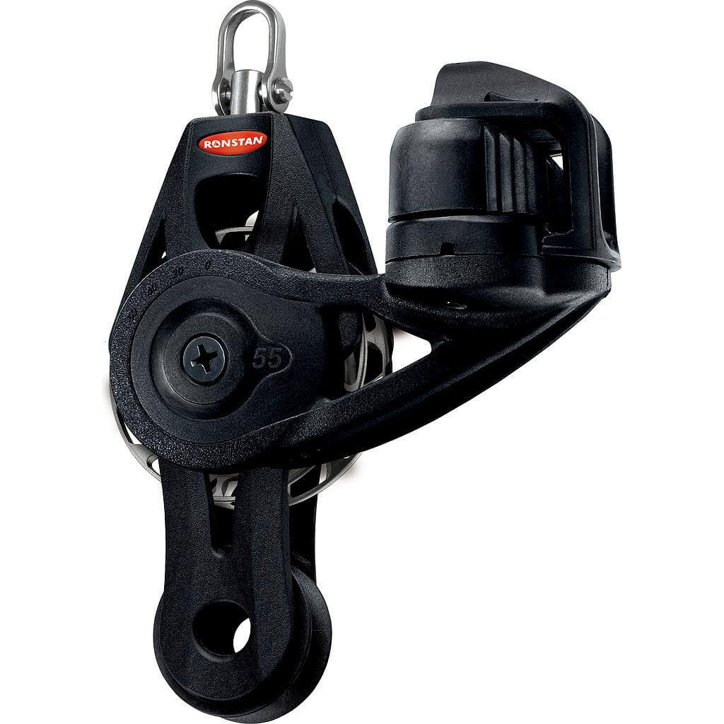 Ronstan Series 55 Ball Bearing Ratchet Orbit Block™ - becket, fiddle, adjustable cleat, auto, swivel shackle head