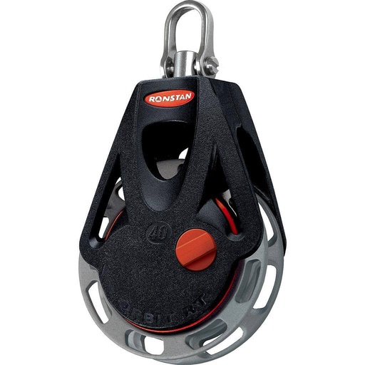 [R-RF46100M] Ronstan S40 BB Ratchet Orbitblock™ - manual, swivel shackle head