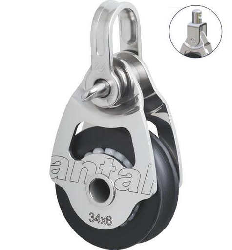 [AN-00301/SW] Antal SS Single Block Ø34 with Swivel Head and Shackle