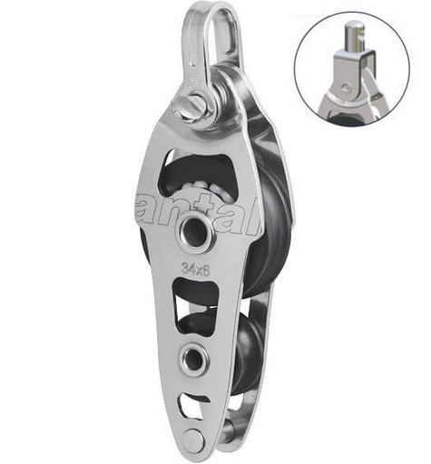 [AN-00331/SW] Antal SS Fiddle Block Ø34 with Becket, Swivel Head and Shackle