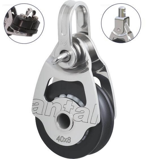 [AN-00401/CSW] Antal SS Single Block Ø40 with Cam Cleat, Swivel Head and Shackle