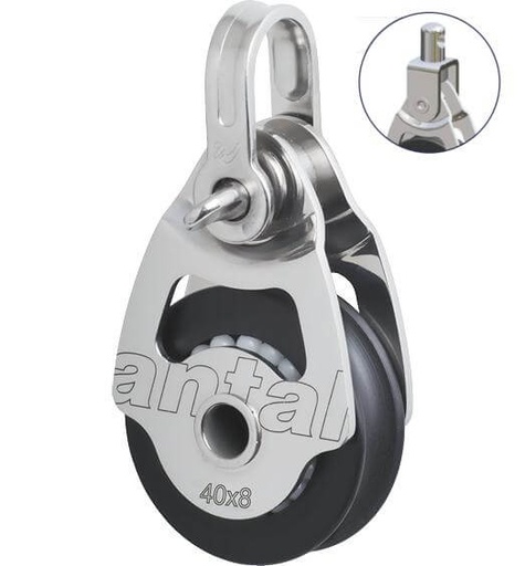 [AN-00401/SW] Antal SS Single Block Ø40 with Swivel Head and Shackle