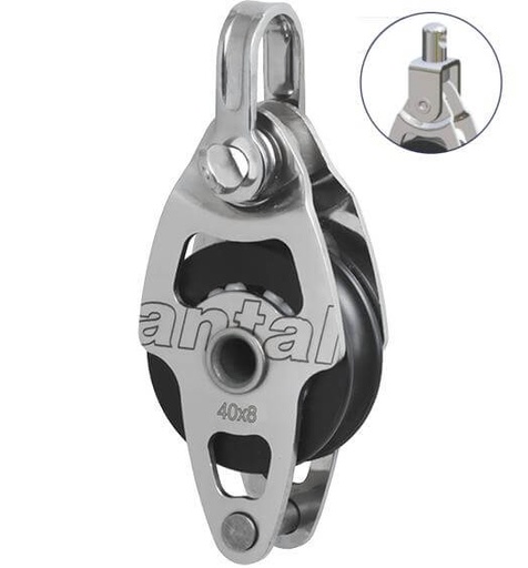 [AN-00402/SW] Antal SS Single Block Ø40 with Becket, Swivel Head and Shackle