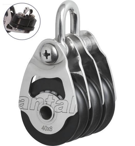 [AN-00405/C] Antal SS Triple Block Ø40 with Cam Cleat and Shackle