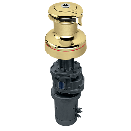 [H-50.2STEBBB12V] Harken 50 2-Speed Electric (Vertical) 12V Polished Bronze Radial Winch (2-Speed Manual)